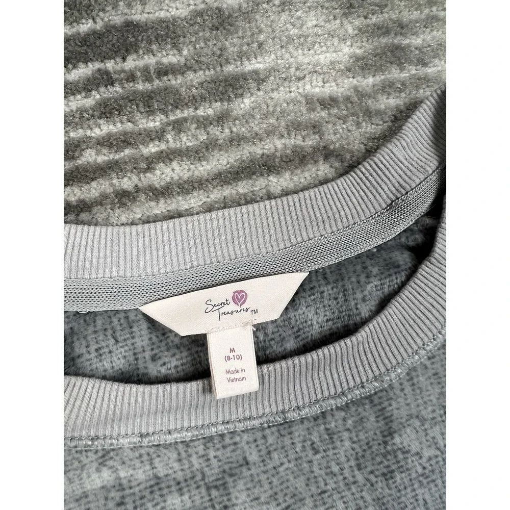 Secret Treasures Top Womens Medium Gray‎ Long Sleeve Pajama Soft Polyester Blend